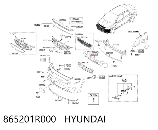 Абсорбер переднего бампера 865201R000 Hyundai/Kia