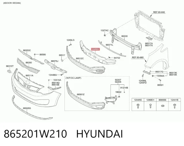 Абсорбер переднего бампера 865201W210 Hyundai/Kia