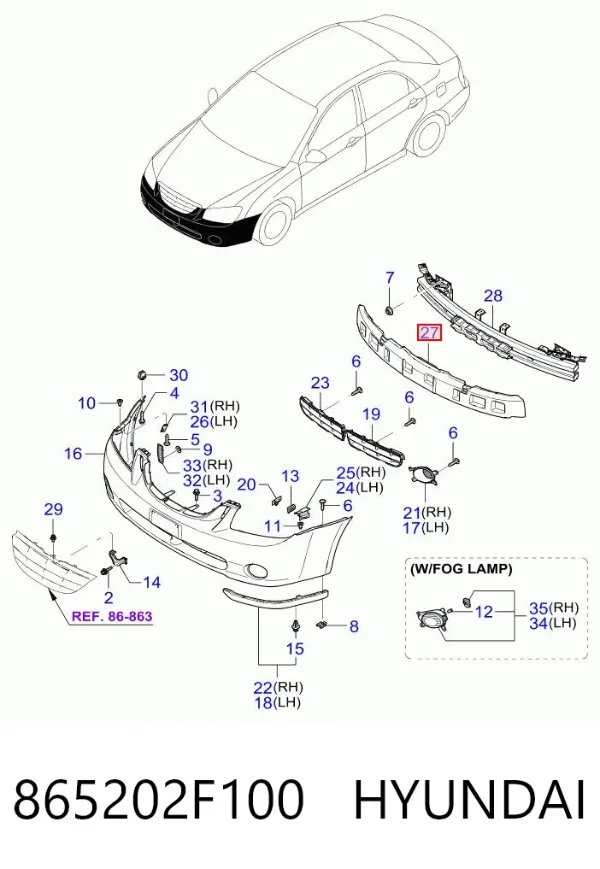Абсорбер переднего бампера 865202F100 Hyundai/Kia