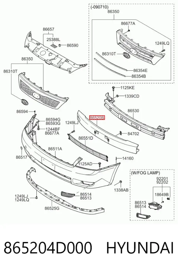 Абсорбер переднего бампера 865204D000 Hyundai/Kia