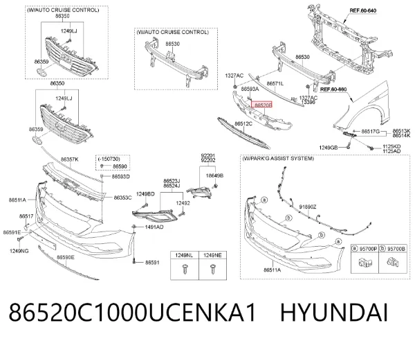Абсорбер переднего бампера 86520C1000UCENKA1 Hyundai/Kia