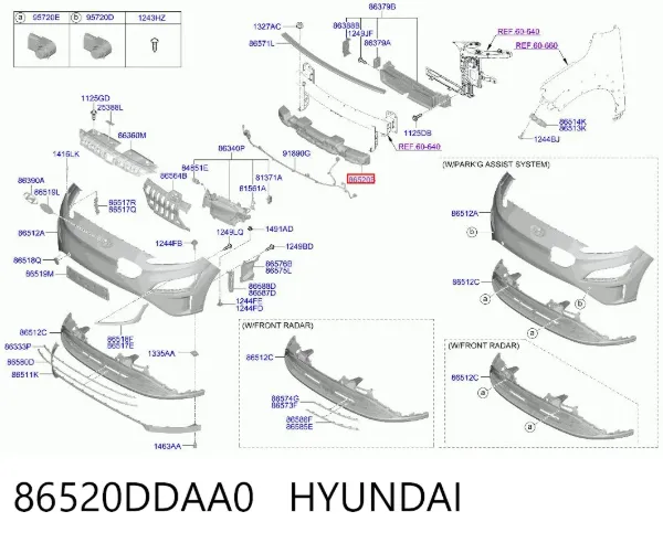 Абсорбер переднего бампера 86520DDAA0 Hyundai/Kia