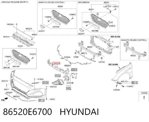 Абсорбер переднего бампера 86520E6700 Hyundai/Kia