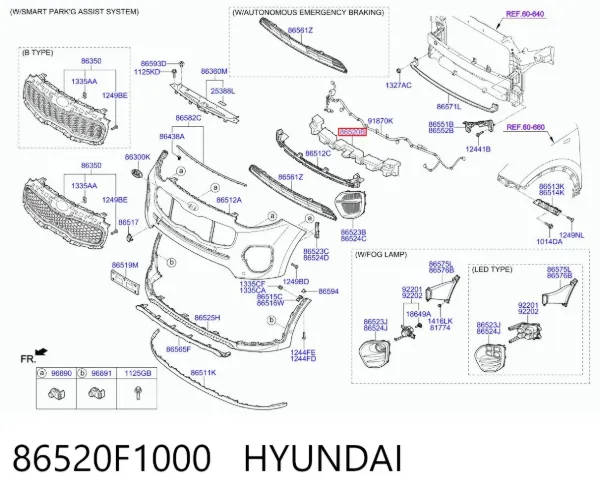 Абсорбер переднего бампера 86520F1000 Hyundai/Kia