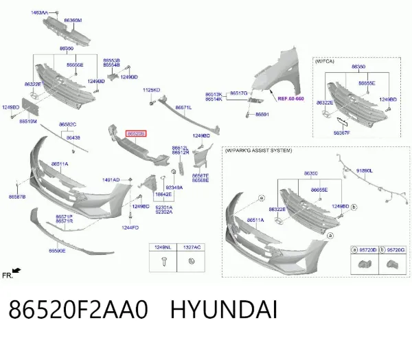 Абсорбер переднего бампера 86520F2AA0 Hyundai/Kia