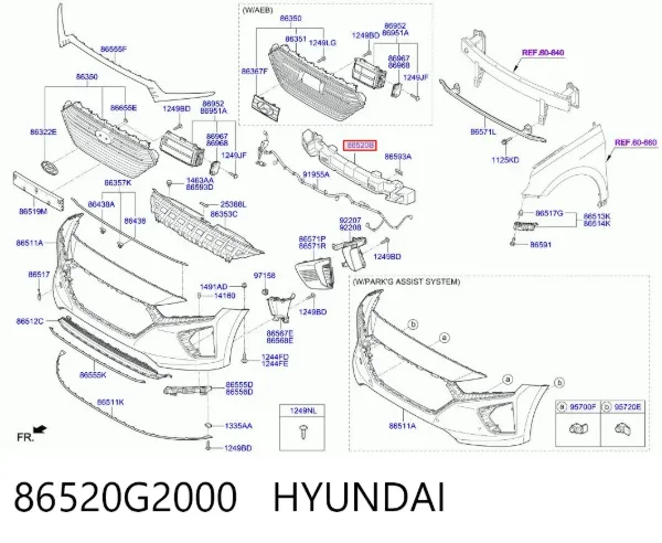 Абсорбер переднего бампера 86520G2000 Hyundai/Kia