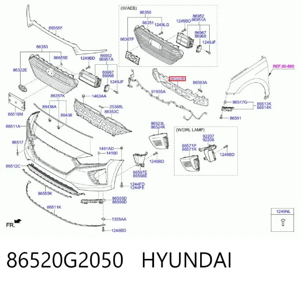 Абсорбер переднего бампера 86520G2050 Hyundai/Kia