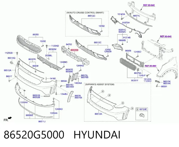 Абсорбер переднего бампера 86520G5000 Hyundai/Kia