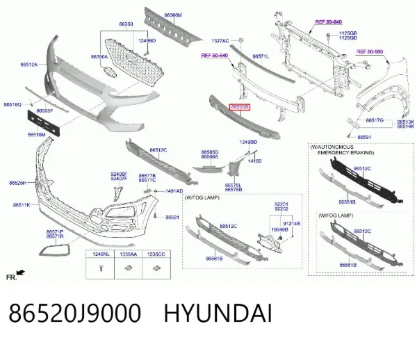 Абсорбер переднего бампера 86520J9000 Hyundai/Kia