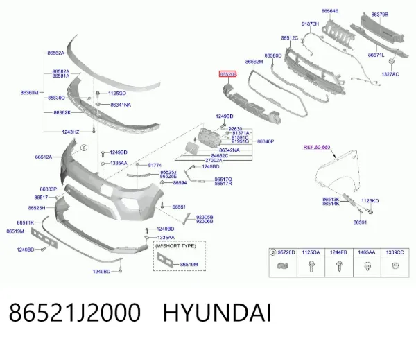 Абсорбер переднего бампера 86521J2000 Hyundai/Kia