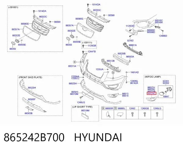 Ободок (окантовка) фары противотуманной правой 865242B700 Hyundai/Kia
