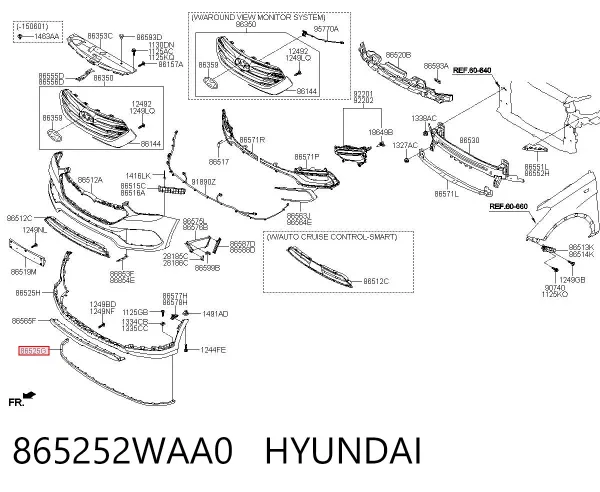 Спойлер переднего бампера 865252WAA0 Hyundai/Kia