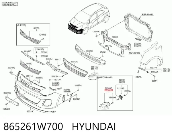  865261W700 Hyundai/Kia