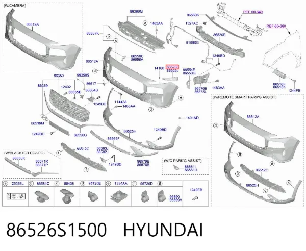Кронштейн бампера переднего правый 86526S1500 Hyundai/Kia