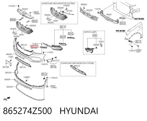 Кронштейн бампера переднего левый 865274Z500 Hyundai/Kia