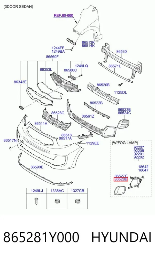Ободок (окантовка) фары противотуманной 865281Y000 Hyundai/Kia