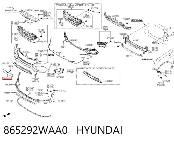Панель крепления номерного знака переднего 865292WAA0 Hyundai/Kia