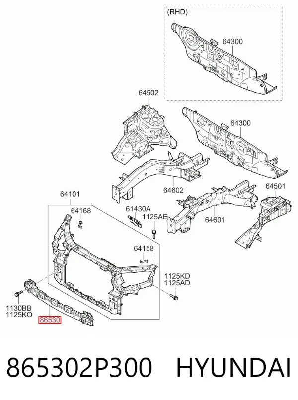 Усилитель переднего бампера 865302P300 Hyundai/Kia