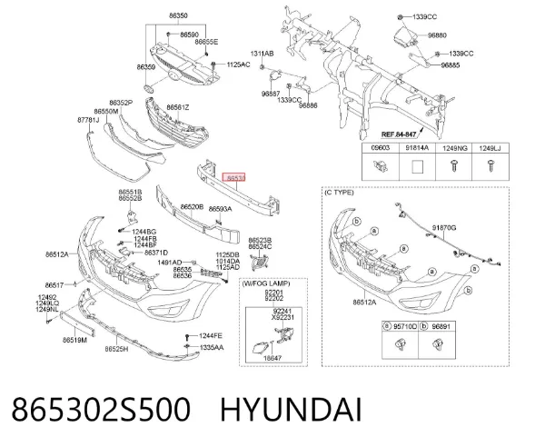 Усилитель переднего бампера 865302S500 Hyundai/Kia