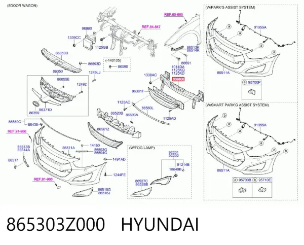 Усилитель переднего бампера 865303Z000 Hyundai/Kia