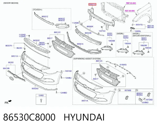 Усилитель переднего бампера 86530C8000 Hyundai/Kia