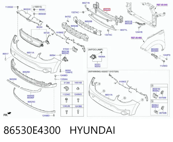 Усилитель переднего бампера 86530E4300 Hyundai/Kia