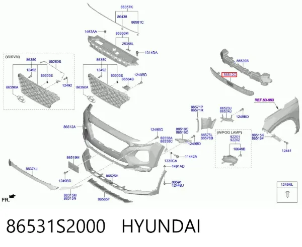 Решетка радиатора 86531S2000 Hyundai/Kia