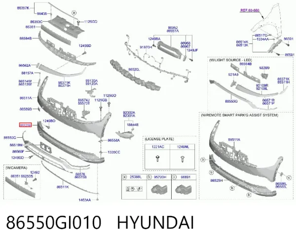 Бампер передний, нижняя часть 86550GI010 Hyundai/Kia