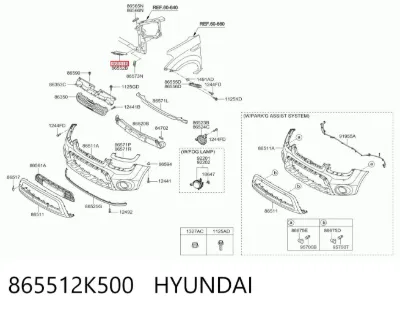 Кронштейн бампера переднего левый HYUNDAI 865512K500