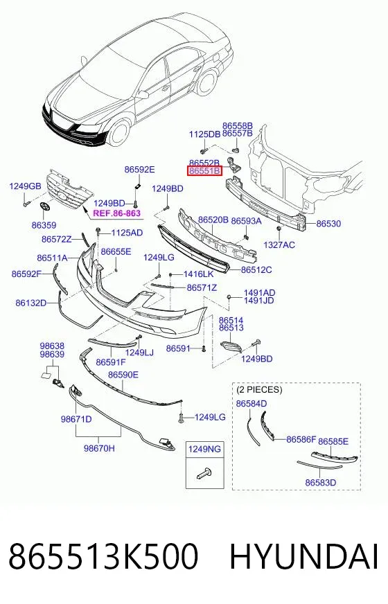 Кронштейн бампера переднего левый 865513K500 Hyundai/Kia