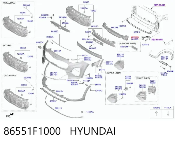 Кронштейн бампера переднего левый 86551F1000 Hyundai/Kia