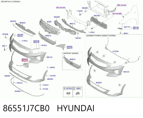 Решетка бампера переднего левая 86551J7CB0 Hyundai/Kia