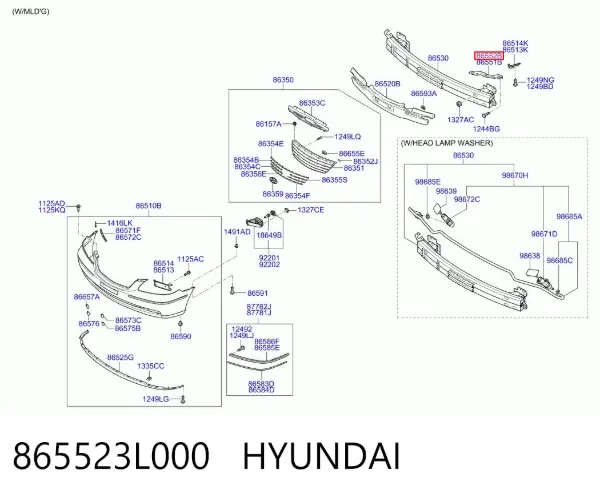 Кронштейн бампера переднего правый 865523L000 Hyundai/Kia