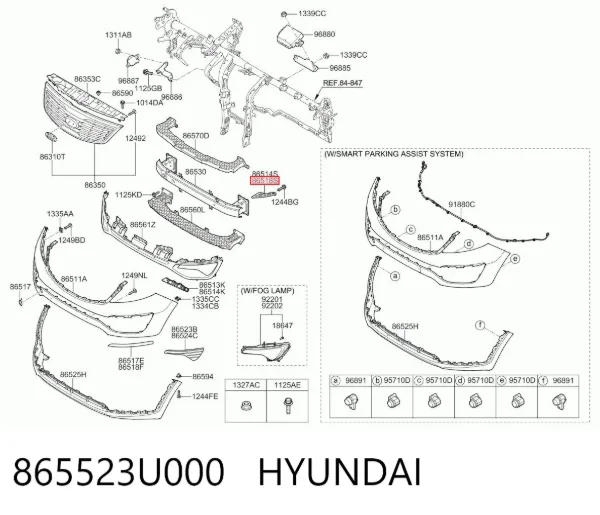 Кронштейн бампера переднего правый 865523U000 Hyundai/Kia