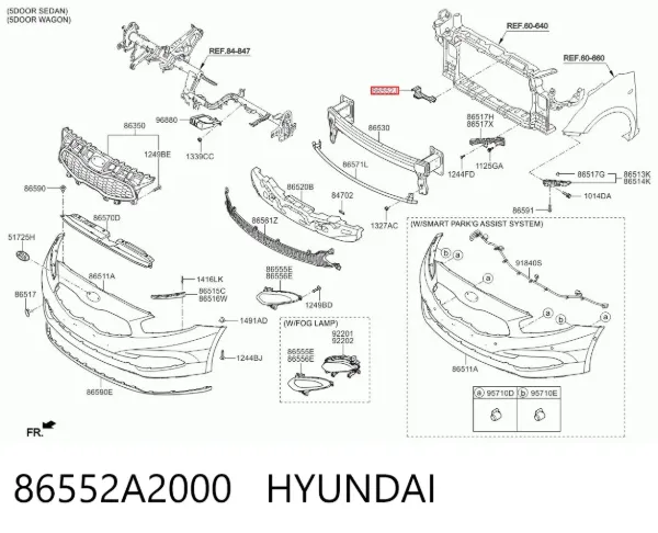 Кронштейн бампера переднего 86552A2000 Hyundai/Kia