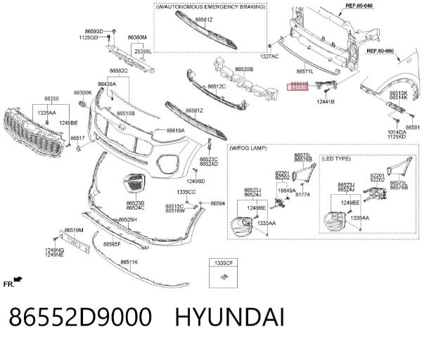 Кронштейн бампера переднего правый 86552D9000 Hyundai/Kia
