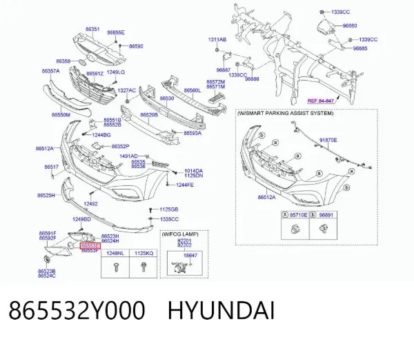 Ободок (окантовка) фары противотуманной левой 865532Y000 Hyundai/Kia