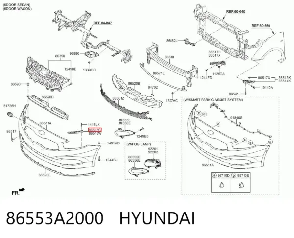 Кронштейн бампера переднего левый 86553A2000 Hyundai/Kia