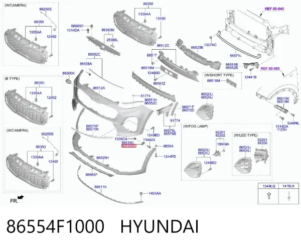 Кронштейн бампера переднего правый 86554F1000 Hyundai/Kia