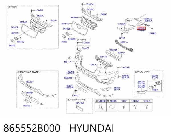 Кронштейн бампера переднего левый 865552B000 Hyundai/Kia