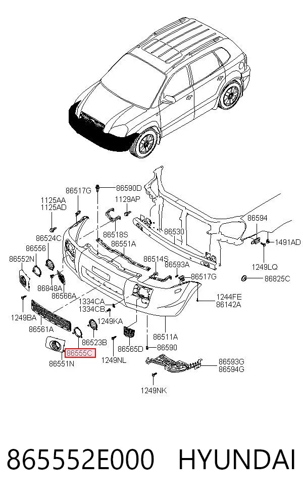 Ободок (окантовка) фары противотуманной левой 865552E000 Hyundai/Kia