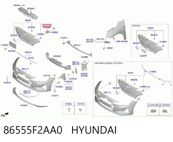 Кронштейн бампера переднего левый 86555F2AA0 Hyundai/Kia