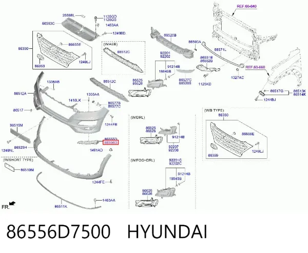 Кронштейн бампера переднего правый 86556D7500 Hyundai/Kia