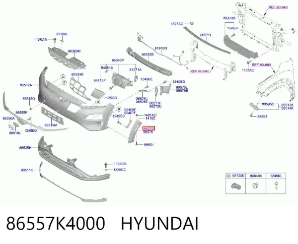 Накладка бампера переднего левая 86557K4000 Hyundai/Kia
