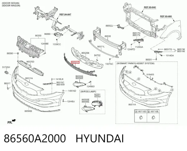 Решетка бампера 86560A2000 Hyundai/Kia