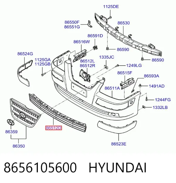 Решетка бампера 8656105600 Hyundai/Kia