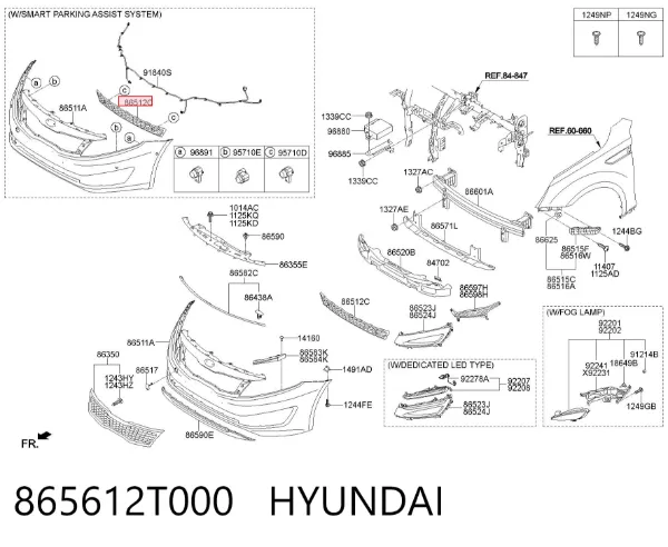Решетка бампера переднего 865612T000 Hyundai/Kia