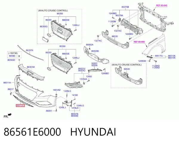 Решетка радиатора 86561E6000 Hyundai/Kia