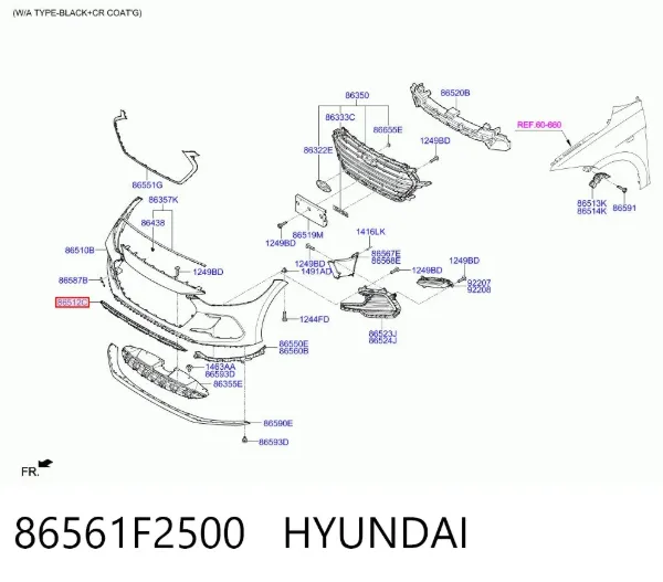 Решетка радиатора 86561F2500 Hyundai/Kia