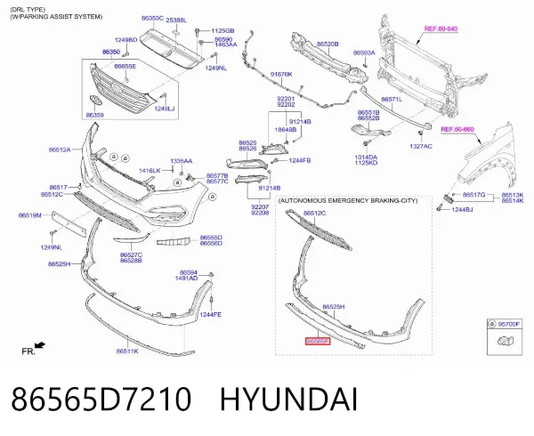 Защита бампера переднего 86565D7210 Hyundai/Kia